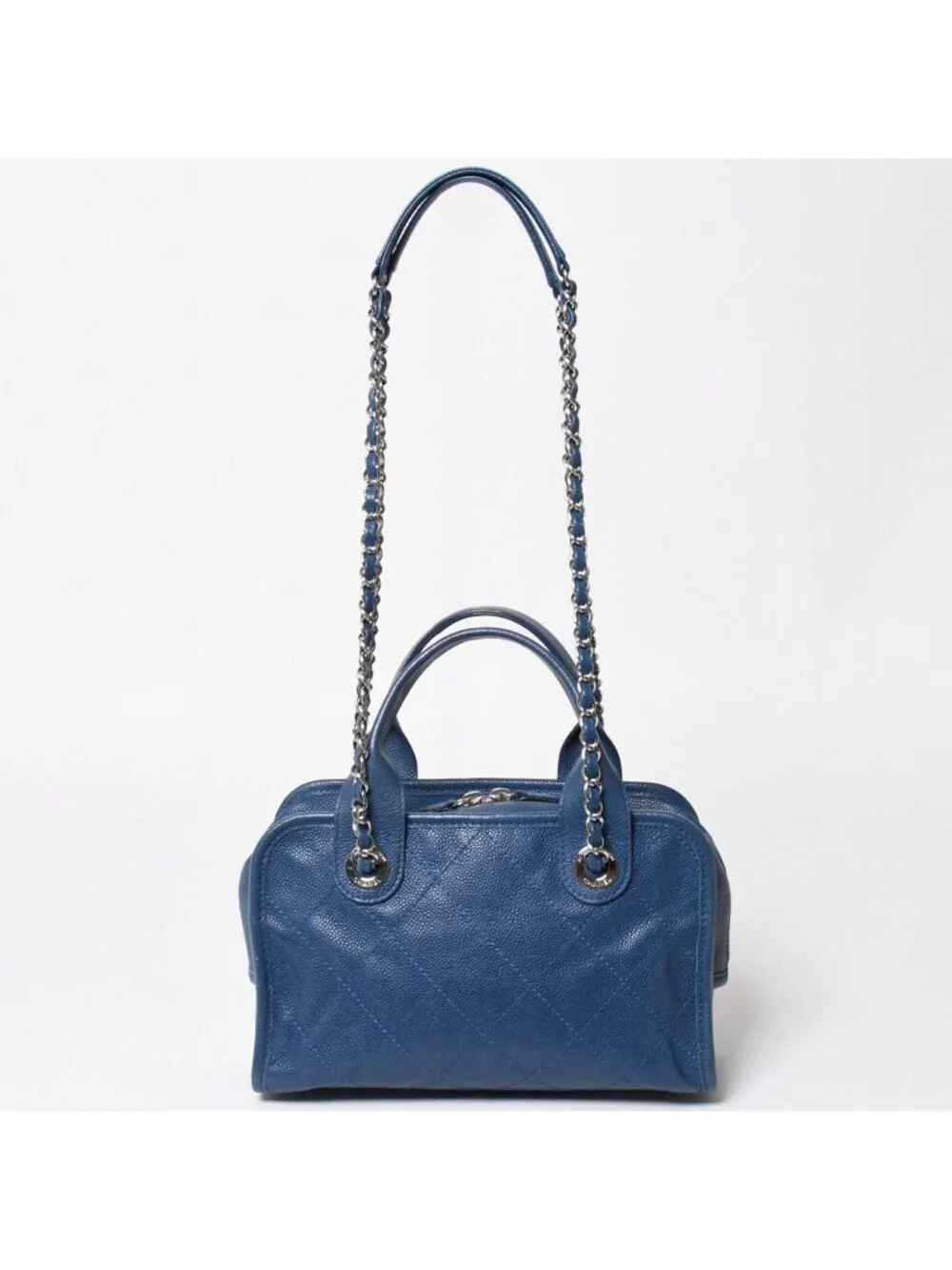 Chanel Deauville Line Chain Shoulder Bag CC Logo Caviar Leather Blue